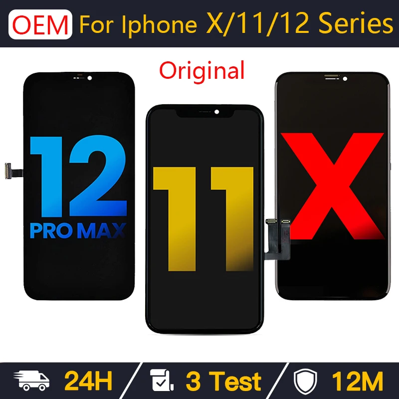 

Оригинальный ЖК-дисплей OEM для iPhone X XR Xs Max 11 11 Pro 12 Pro max, экран с дигитайзером в сборе для iPhone 12, заменяемый экран Pantalla