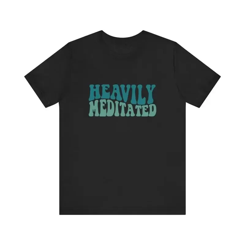 Фото Забавная женская футболка с надписью «Heavily Meditated Yoga» для мужчин №1