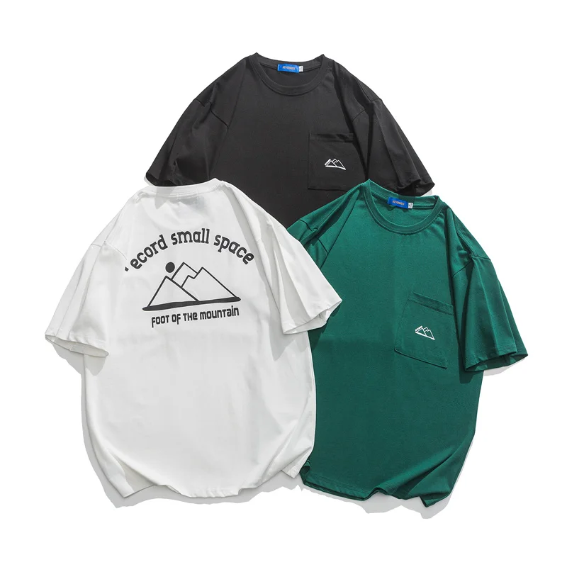 Японская мода простая мужская летняя свободная универсальная футболка из