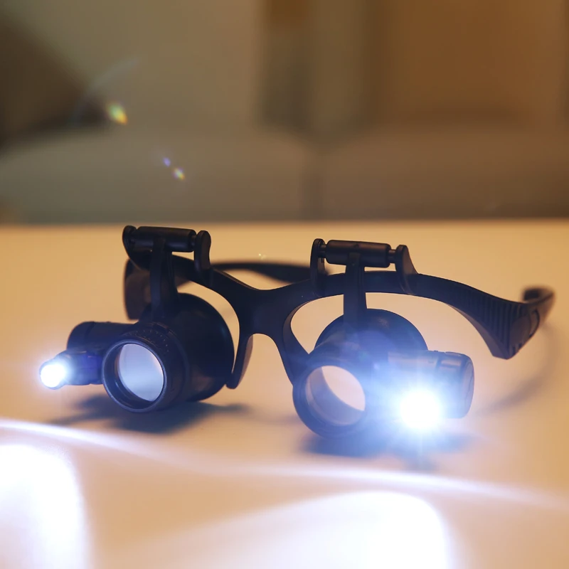 

2.5/4/6/8/10/15/20/25X Multi Power Dual Led Light Magnifier Glasses Watch Maintenance Magnifier Louvers Jewelry Magnifier