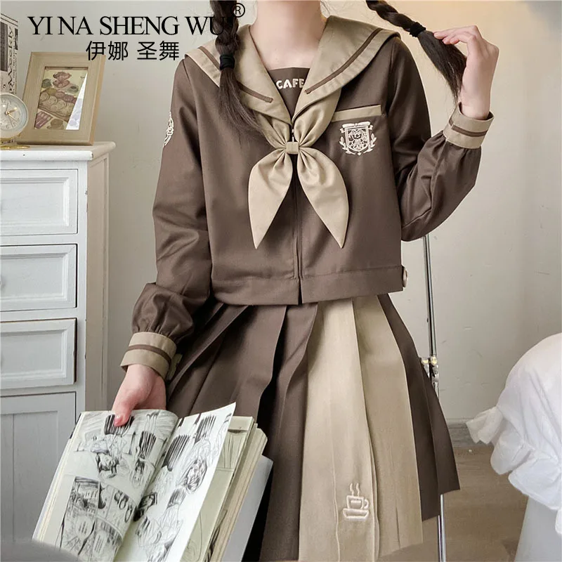 Оптовая продажа оригинальная кофейная кафе милая униформа JK с длинными рукавами