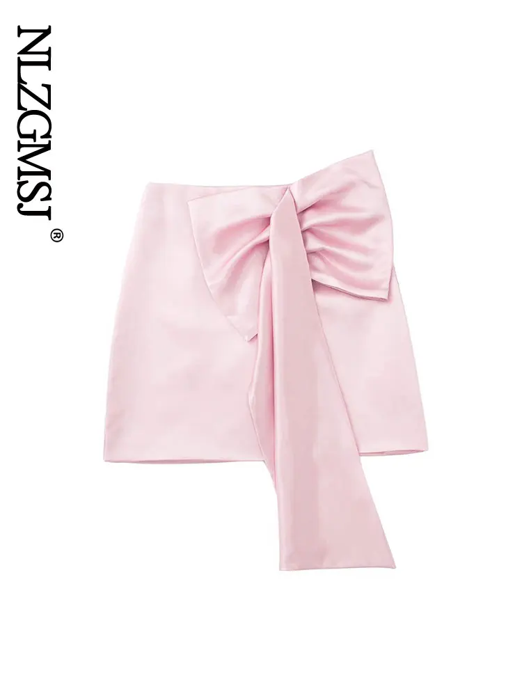 

Nlzgmsj 2022 Women Fashion High Waist A LineSummer Mini Skirt With Bow Faldas Mujer Female Side Zipper Streetwear 202205