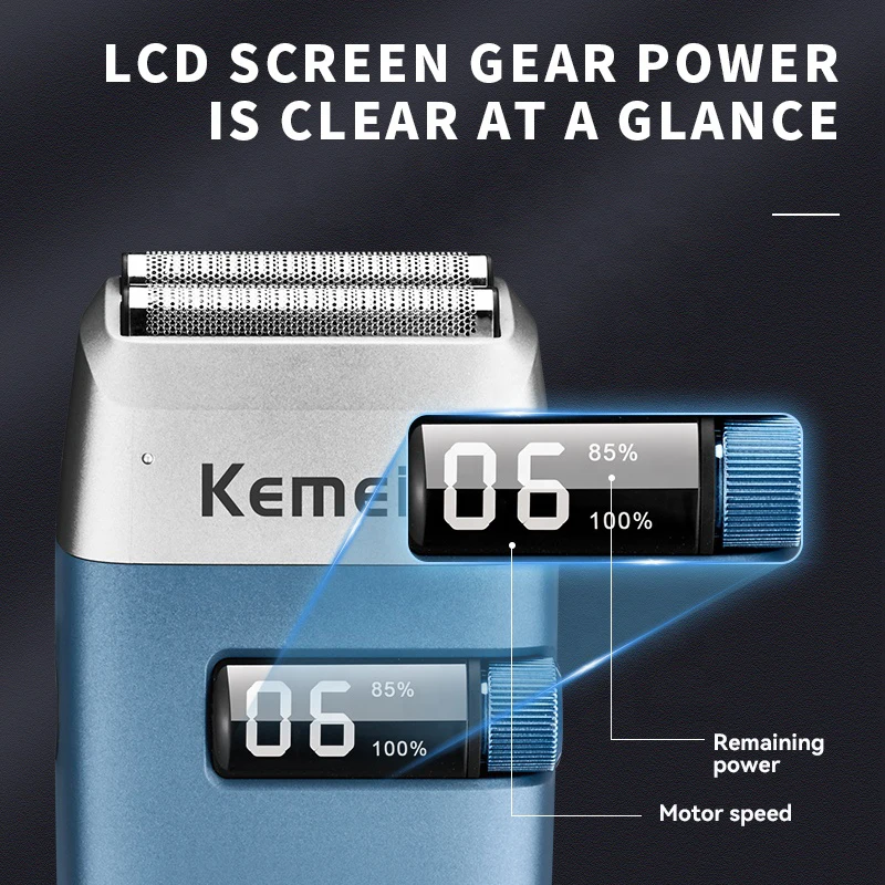 Kemei регулируемый 2-х скоростной электрический бритва для волос и бороды для мужчин, перезаряжаемая машинка для бритья лица, бритва для сбривания щетины и лысины.