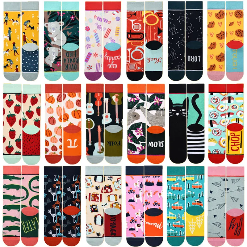 

Autumn and winter New Women Personality Cute Creative Painting Color Socks Men and Women Animal Print Funny Harajuku Socks