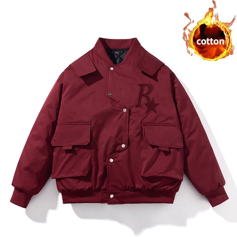 Куртка мужская однотонная со съемной шапкой Повседневная Свободная верхняя