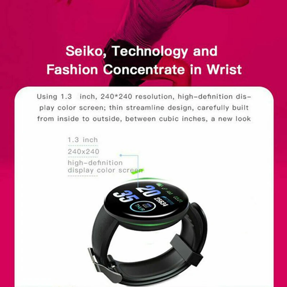 

Smart Watch Fitness Sport Activity Tracker Heart Rate Monitor Android iOS Smart Wristband IP65 Waterproof Blood Pressure Tracker