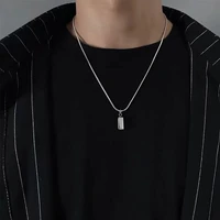 stainless steel chain with square pendant necklace for men trendy brick necklaces women 2022 fashion unisex jewelry