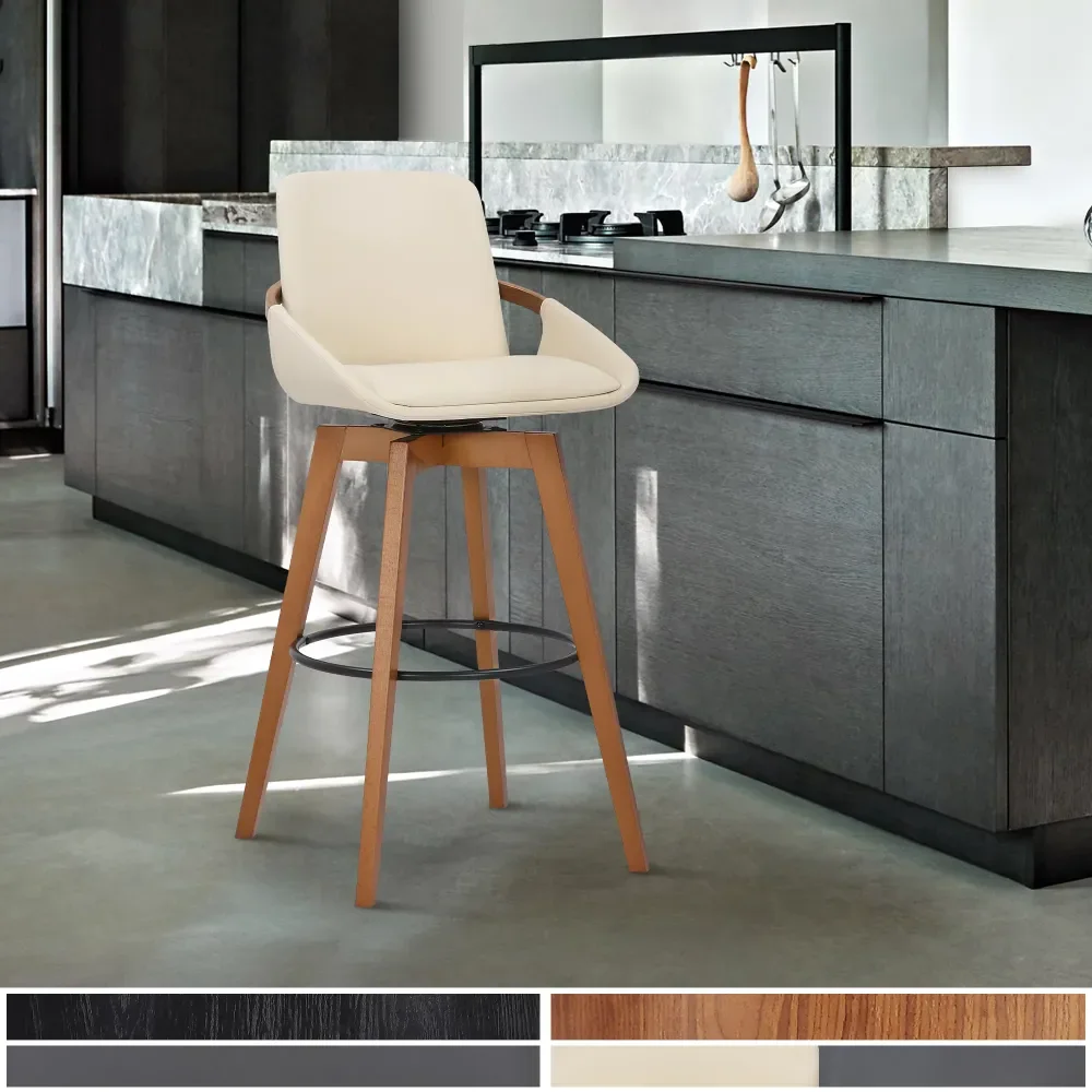 

Baylor 30-дюймовый крем из искусственной кожи и ореховый искусственный барный стул