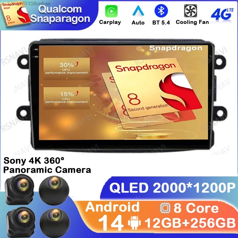 Автомобильный радиоприемник на Android 14 для Renault Dacia Duster Captur Symbol Logan Dokker Sandero beargy BT GPS 4G