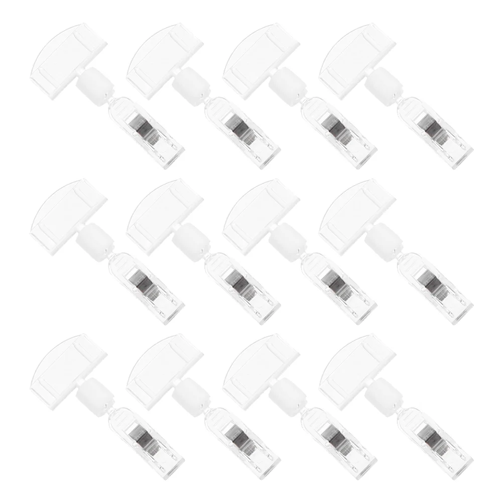 

Clear Sign Clips Merchandise Rotatable Stand Price Display Rack Price Label Clips Holders for Retail Baskets Transparent