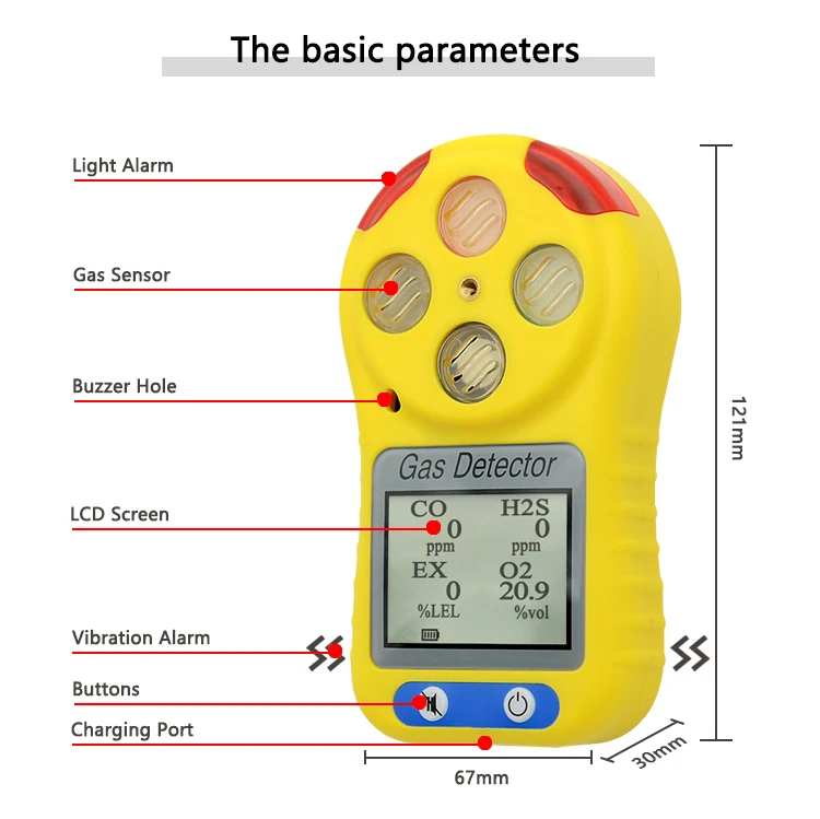 

Handheld multi gas detector CH4 H2S CO O2 concentration analyzer meter