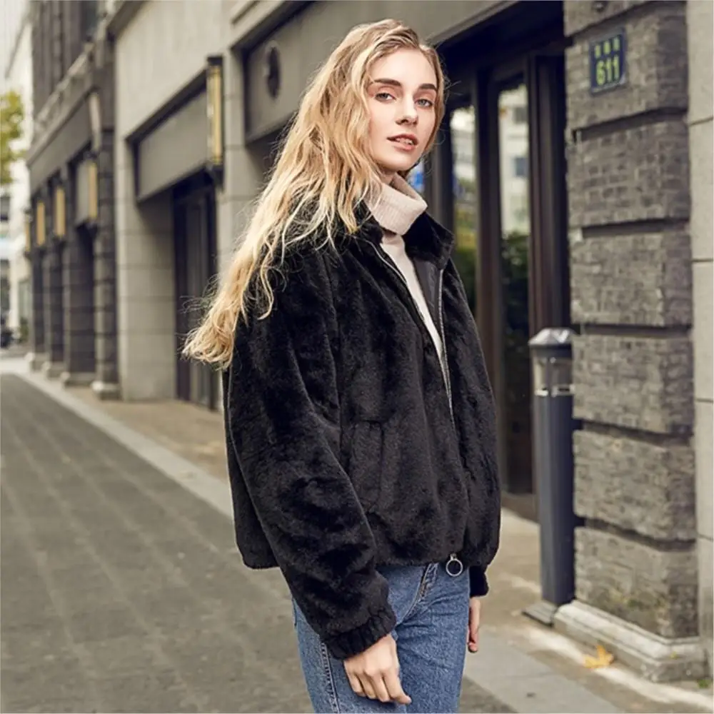 Women's Winter Coats 2022 Pure Color Zipper Long Sleeve Simple Designer Fur Jacket Autumn Winter Women Thermal With Pockets Coat