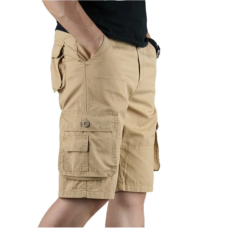 

Summer Men's Cargo Shorts Casual Cotton Loose Multi Pockets Baggy Military Tactical Work Breeches Bermuda Shorts Masculino 46