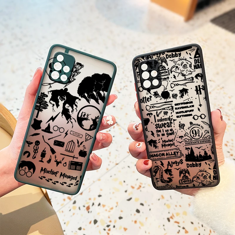 

Potters Harries Black Logo For Samsung A72 A71 A70 A50 A52 A51 A42 A32 A22 A21S A12 A33 A53 Frosted Translucent Phone Case