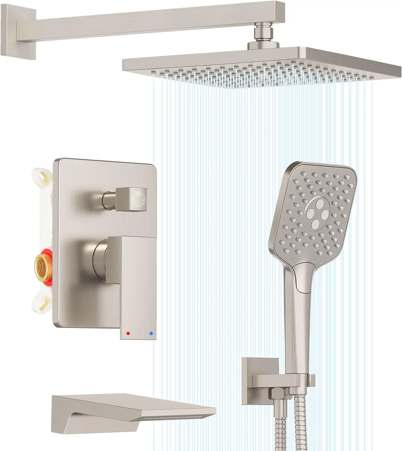 Душевая система с носиком для ванны набор настенным смесителем и душа ванной