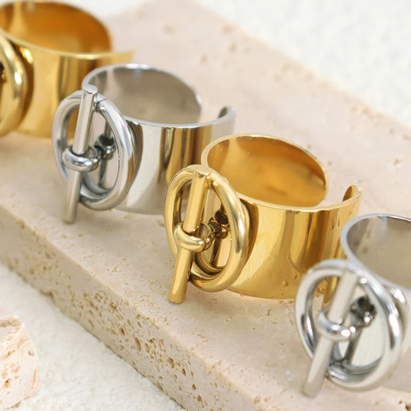 

Titanium Steel Couples Ring Gold Silver Trend Couples Adjustable Finger Rings for Women Men Vintage Gothic Fashion Jewelry Gift