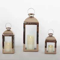 luxury home decoration modern indooroutdoor candle holder lantern rose gold and black home decor