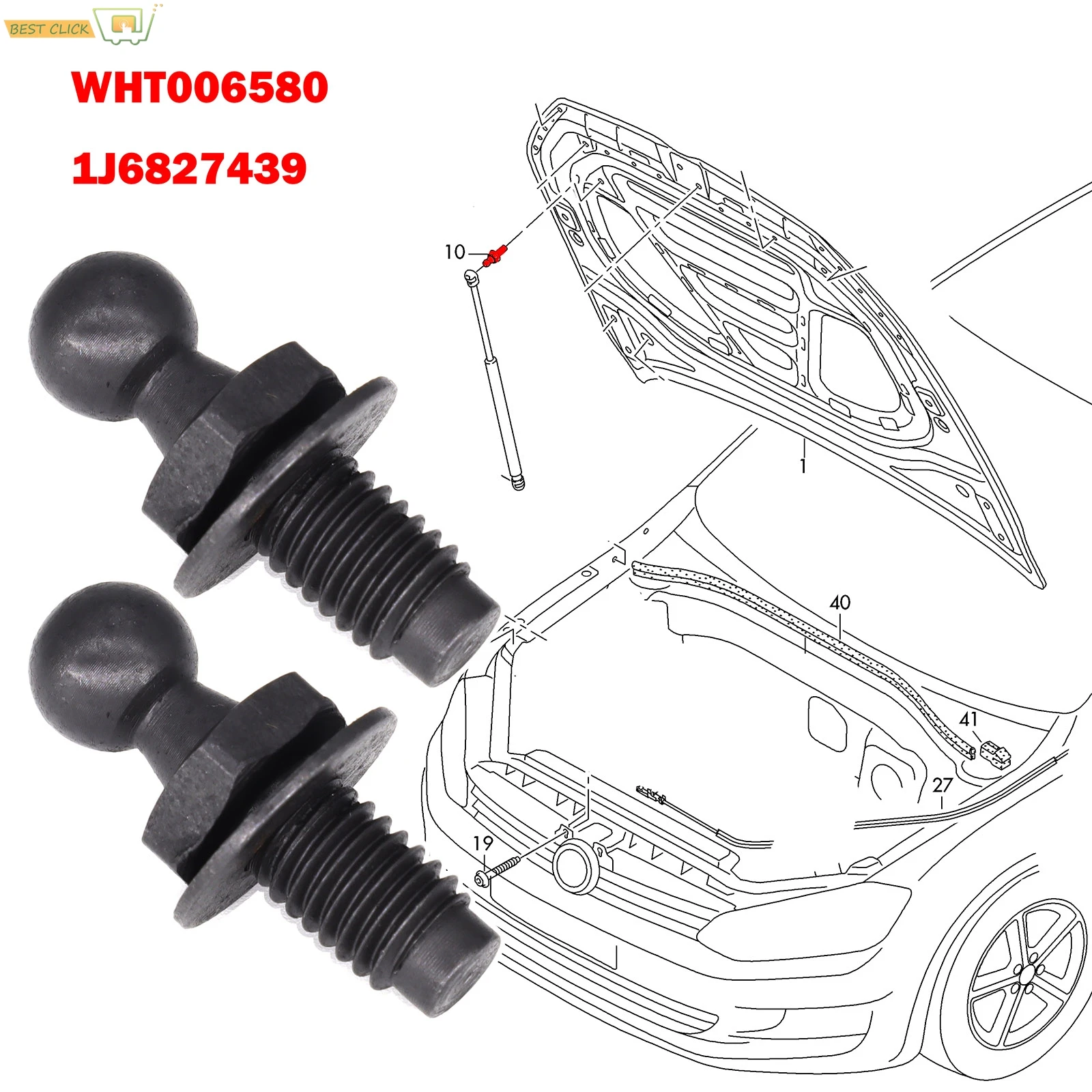 

2X для VW Golf 3 MK4 MK5 MK6 MK7 кроличья капота задняя дверь крышка багажника винтовой разъем стойка шаровая шпилька 1J6827439A WHT006580