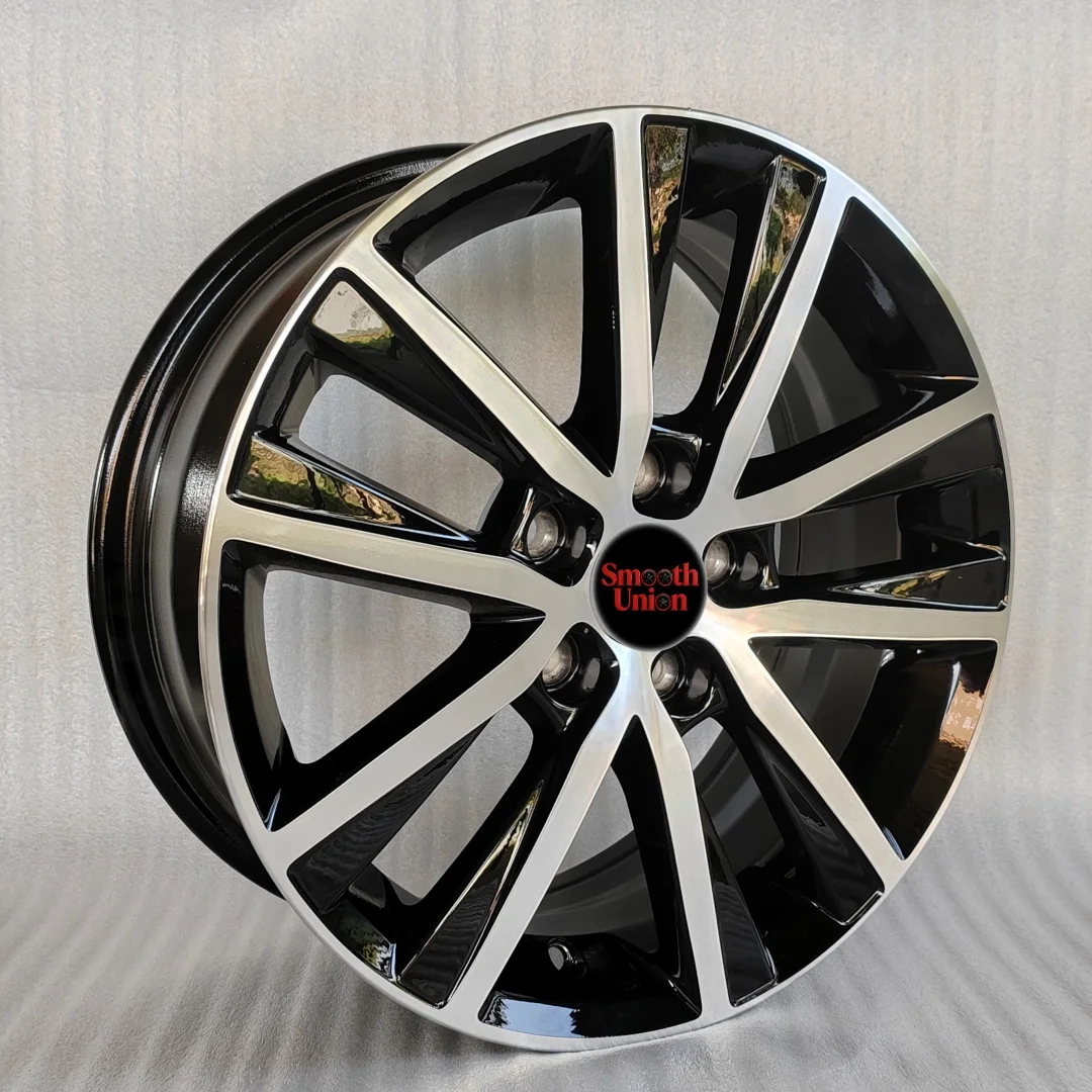 Фото Литые диски Smooth Union из нового алюминиевого сплава R15*J6 ET38 CB57.1 PCD5*100, черная отделка, дизайн с несколькими спицами, для дооснащения/модернизации №3