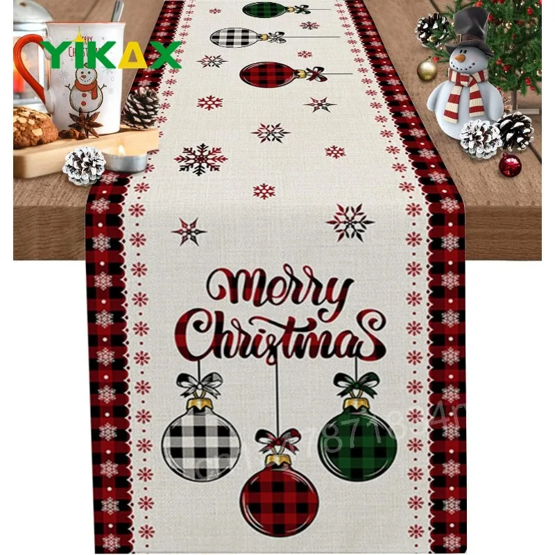 

Christmas Snowflake Texture Linen Table Runners Wedding Decoration Washable Holiday Party Dining Table Runner Table Decoration