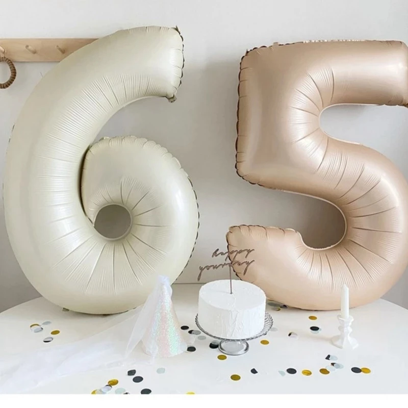 

32/40Inch Cream Color Number Balloons 1-9 Large Digital Foil Helium Ball Girl Kids Adult Happy Birthday Party Decoration Wedding