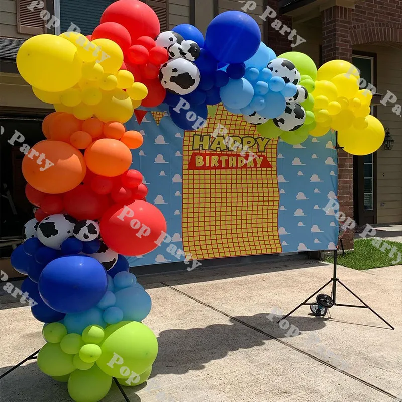 

Цветная яркая красная, синяя, желтая арочная цепочка для детского душа, фермы, корова, украшение для дня рождения, поставки 164 шт.