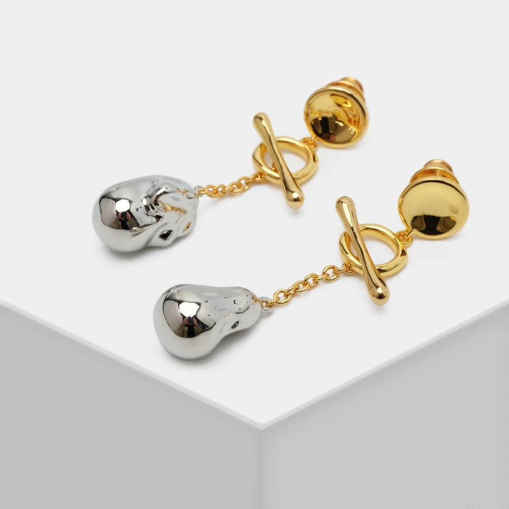 

Amorita Boutique Detachable Design Stylish metal Baroque pearl shape drop earrings