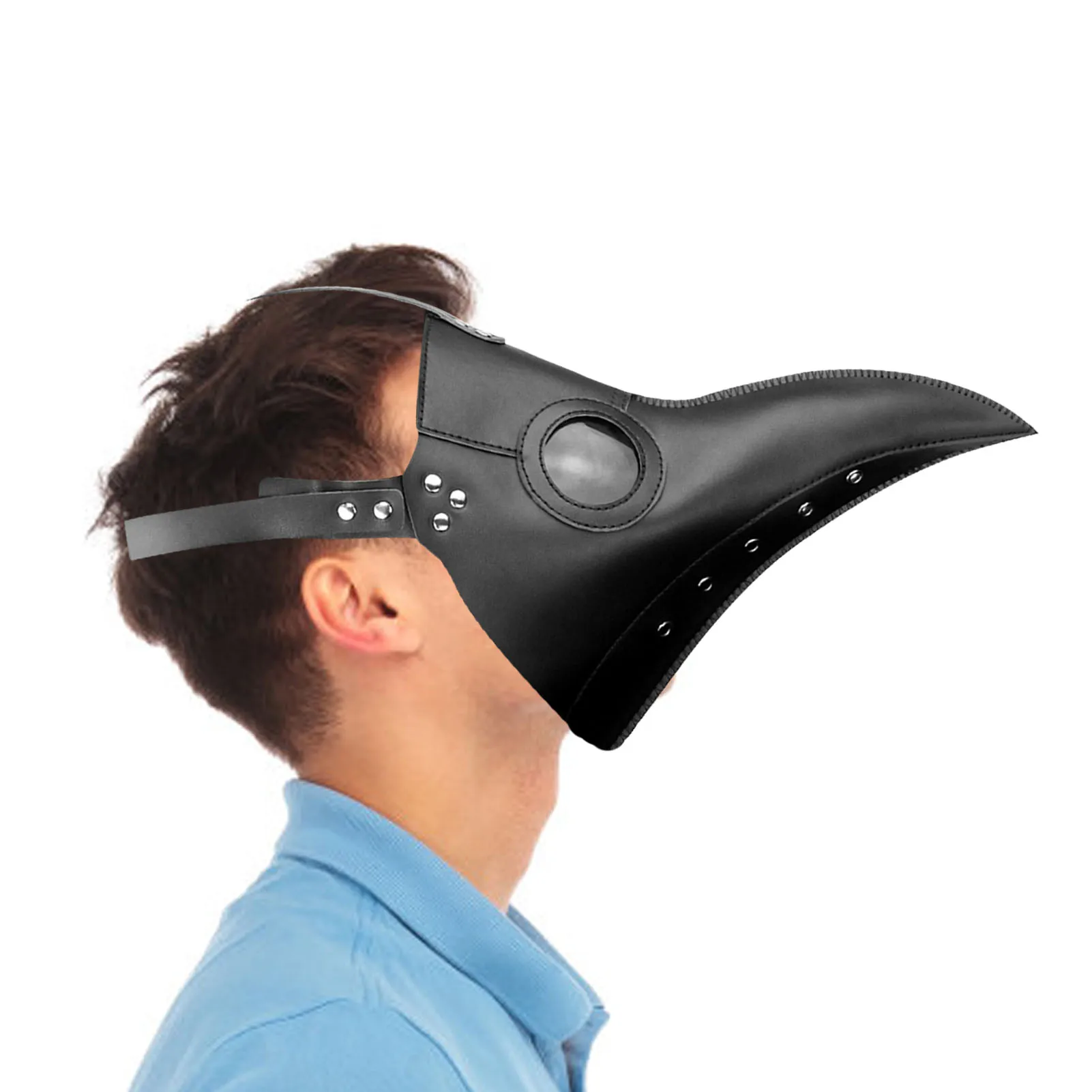 

Plague Doctor Face Cover Retro Plague Doctor Black Beak Masquerade Steampunk Long Nose Beak PU Leather Cosplay Costumes