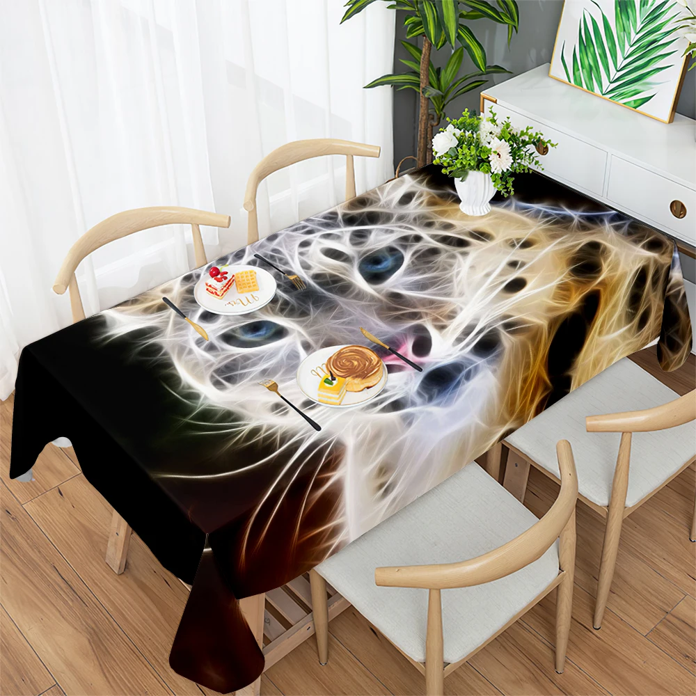 

2023 Mighty Tiger Cheetah Animal Print Tablecloth Birthday Banquet Dinner Party Wedding Decoration Tablecloth Nappe De Table