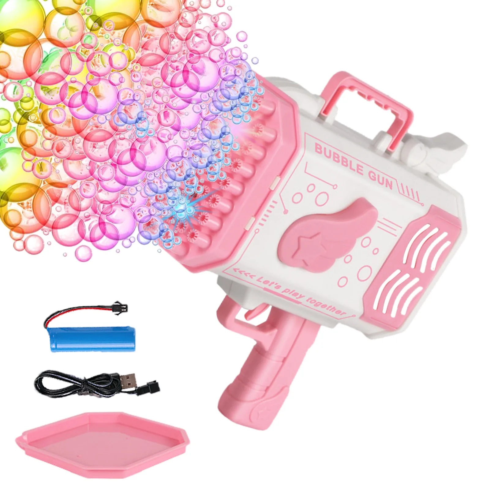 

Пузырчатый пистолет с 77 отверстиями, пузырчатая машина со встроенной батареей и светодиодным ручным воздуходувным устройством, светодиодн...