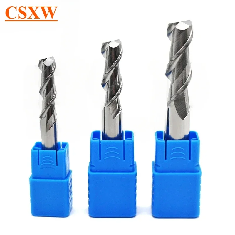 

HRC55 2-зубая фреза для алюминия, карбид стали вольфрама, концевые фрезы с плоским дном, механический резак с ЧПУ, инструменты из белой стали