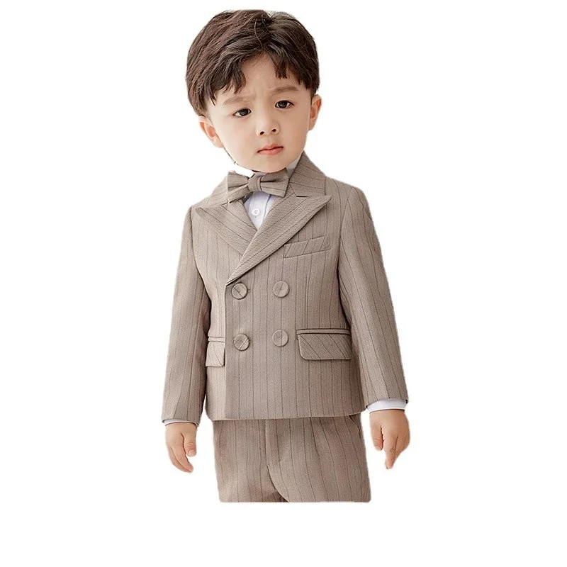 

Children Stripe Formal Handsome Suit Boys Birthday Party Wedding Costume Kids Blazer Vest Pants Clothing
