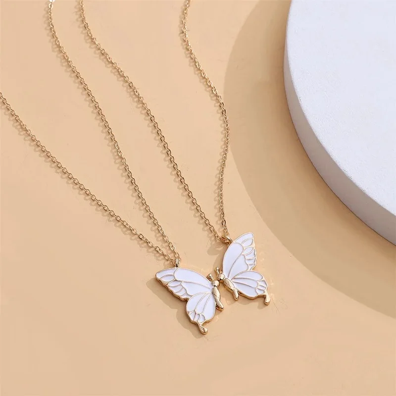 

1pair Beauty Butterfly Pendant Necklaces For Women Girl Special Gift For Mother Daughter Fine Chain Chokers For Sister Friend