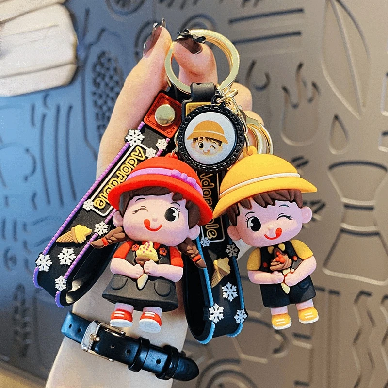 

Creative cartoon ice cream boy and girl key chain doll jewelry key pendant cute schoolbag pendant keychain wholesale