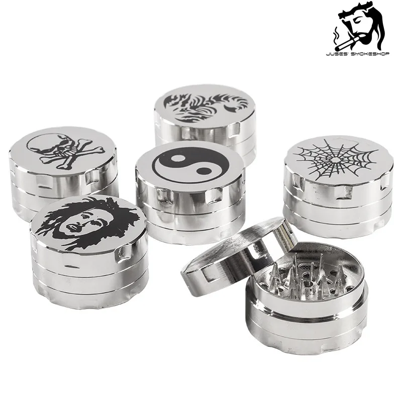

JUSES' SMOKESHOP New Portable Boutique Silver 42mm Triple Layer Zinc Alloy Grinder Tobacco Herb Weed Smoking Accessories