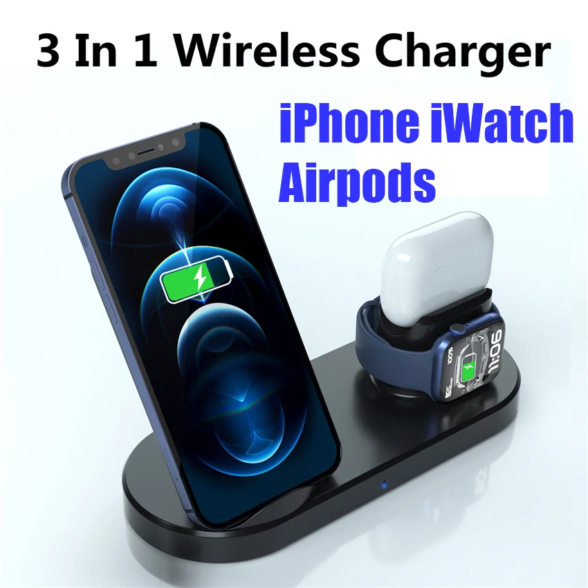 

15W 3 In 1 Wireless Charger Stand Fast Charging Dock Station for iPhone 14 13 12 11 X XR 8 Apple Watch 8 7 6 iWatch Airpods Pro