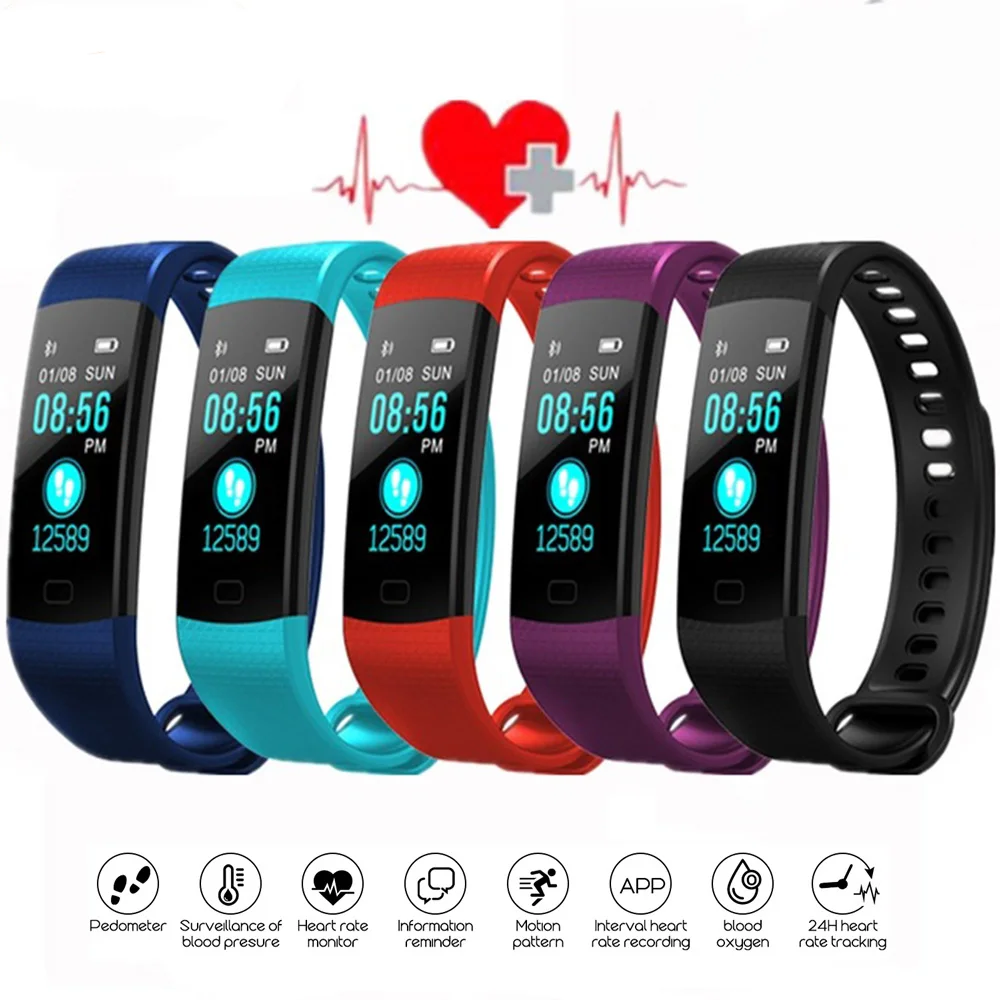 

New Y5 Smart Watch Fitness Tracker Sports Smart Watch Bluetooth Heart Rate Blood Pressure Monitor Smart Bracelet Wristband