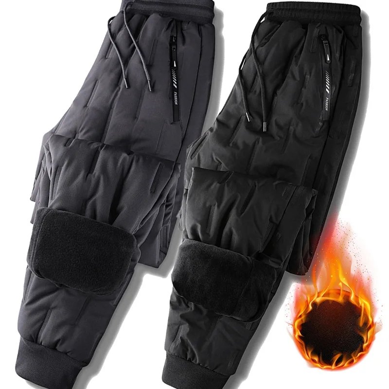 

Fleece Jogger Mens Pants Straight Trousers Male Winter Warm Velvet Sweatpants 5Xl Tracksuit Thick Joggers Outside Autumn 2021