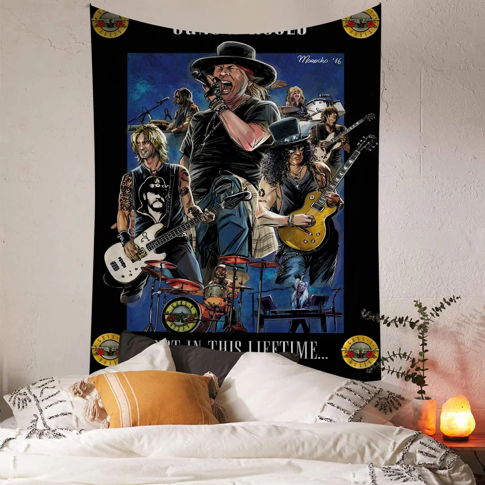 Большой настенный гобелен с принтом Guns N Roses индийский Будда украшение на стену