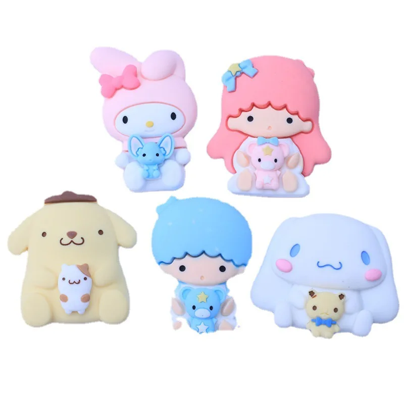 

Kawaii Anime Cinnamorol Mymelody Onpompurin Storage Box Phone Case Hairpin Head Rope Resin Jewelry Accessories Birthday Present