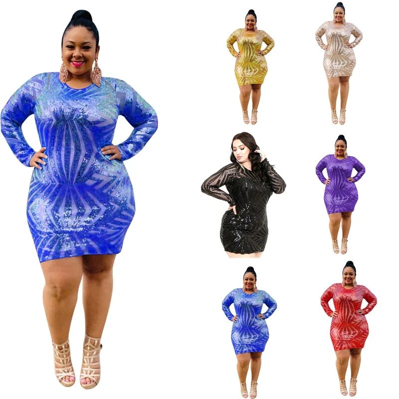 

Womens Sexy Glitter Sequin Sheer Mesh Bodycon Mini Dress Long Sleeve Short Dress