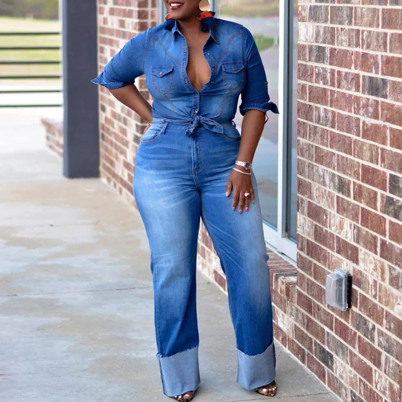 

2022 Осенняя Женская одежда, модный однотонный комплект из джинсовой куртки и брюк