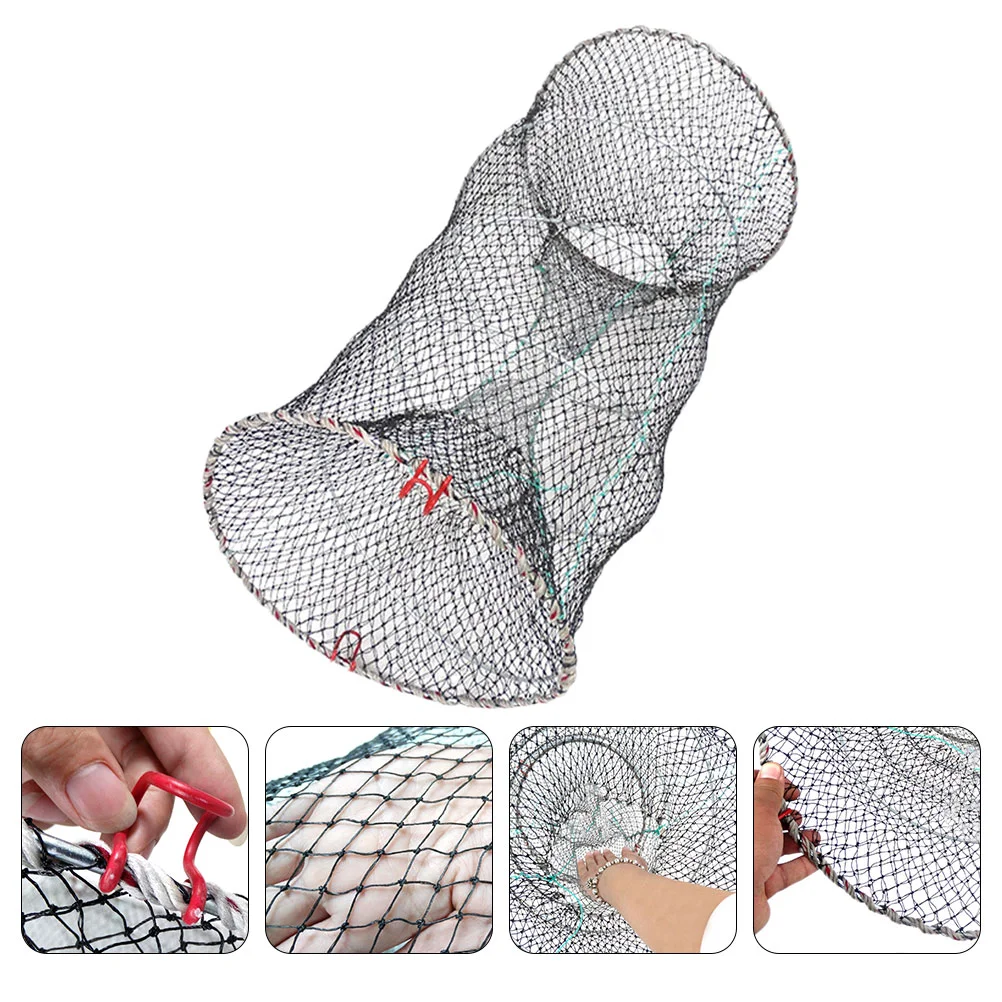 

Net Bait Cast Cage Shrimp Feeder Crab Mesh Lobster Foldable Collapsible Lure Basket Trap Round Steel Carp Landing Folded Wire