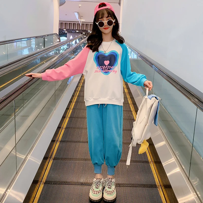 

Teenager Girls Sets Autumn Children Casual Tracksuit School Kids Clothes Girl Sweatshirt Sweatpants 2pcs Sport Suits 4-14 Years