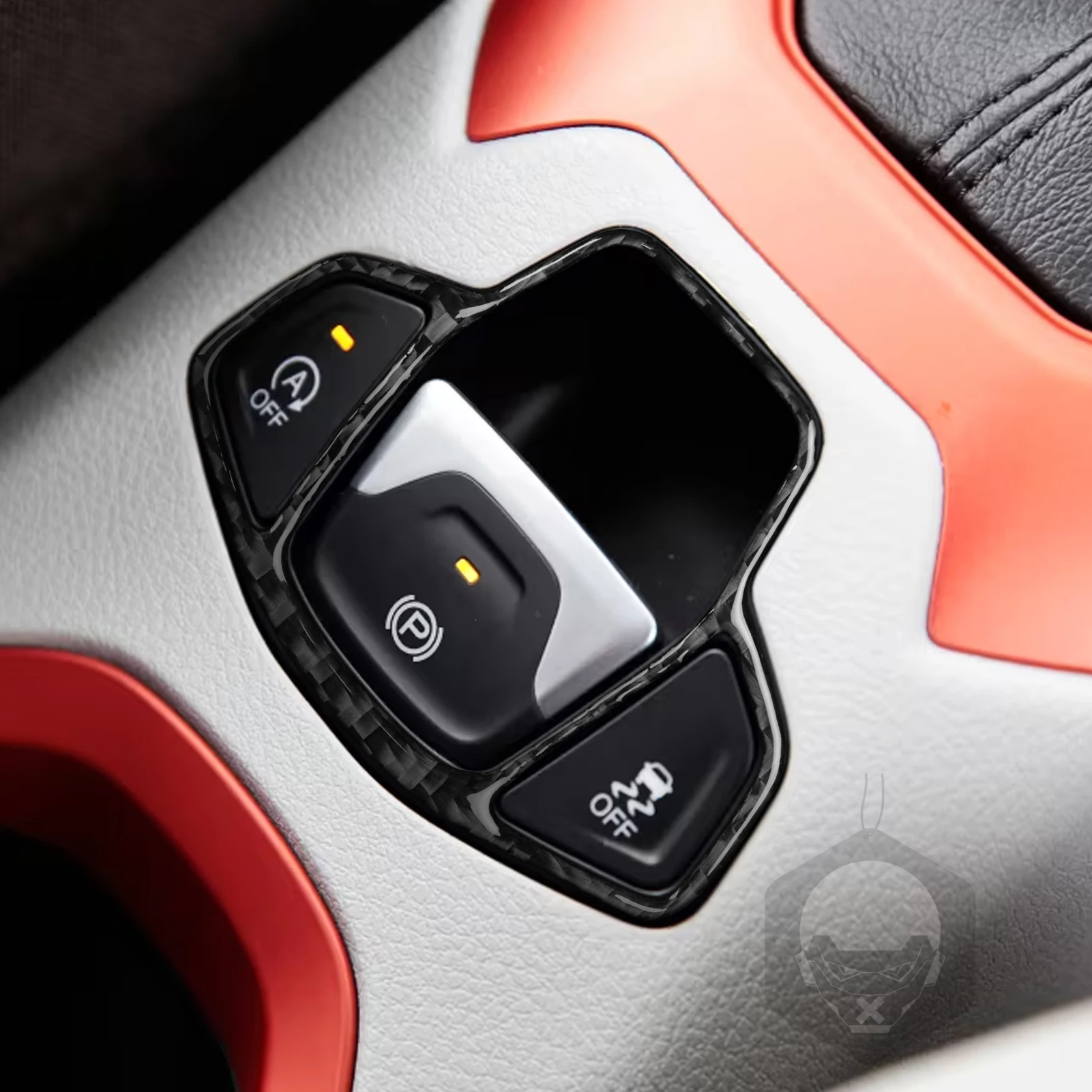 Фото Для Jeep Renegade 2014-2023 углеродное волокно электронная панель управления стояночным тормозом рамка крышка декоративные автомобильные аксессуары наклейка №2