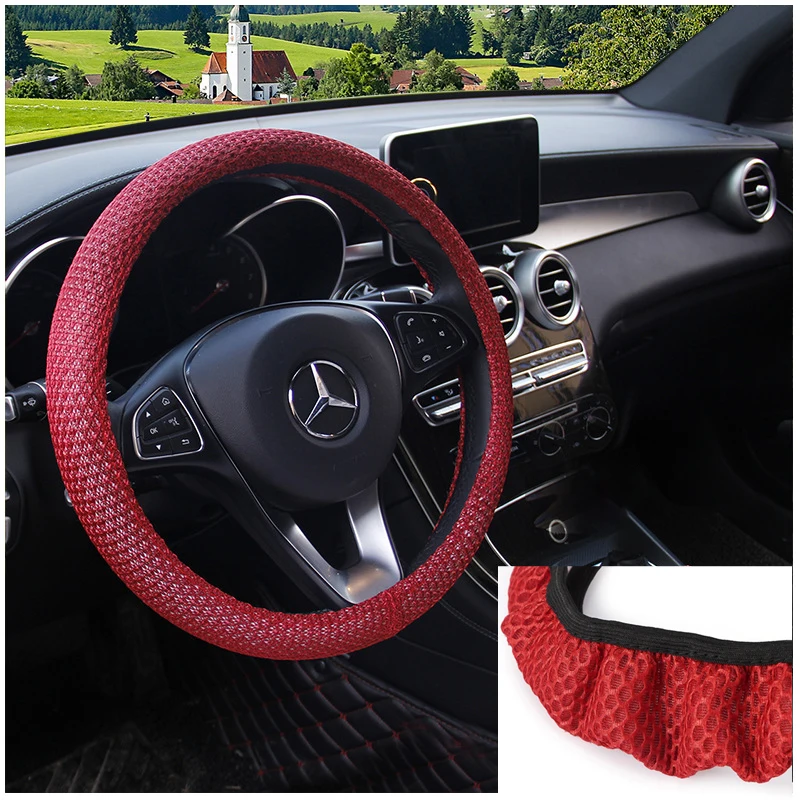 

Summer Ice Silk Universal 38cm Steering Wheel Cover for ToyotaGolf BMW Mazda VX Peugeot Car Accessories Without Inner Ring