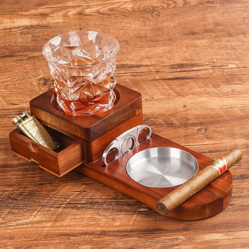 Новая портативная деревянная настольная пепельница для сигар и виски из