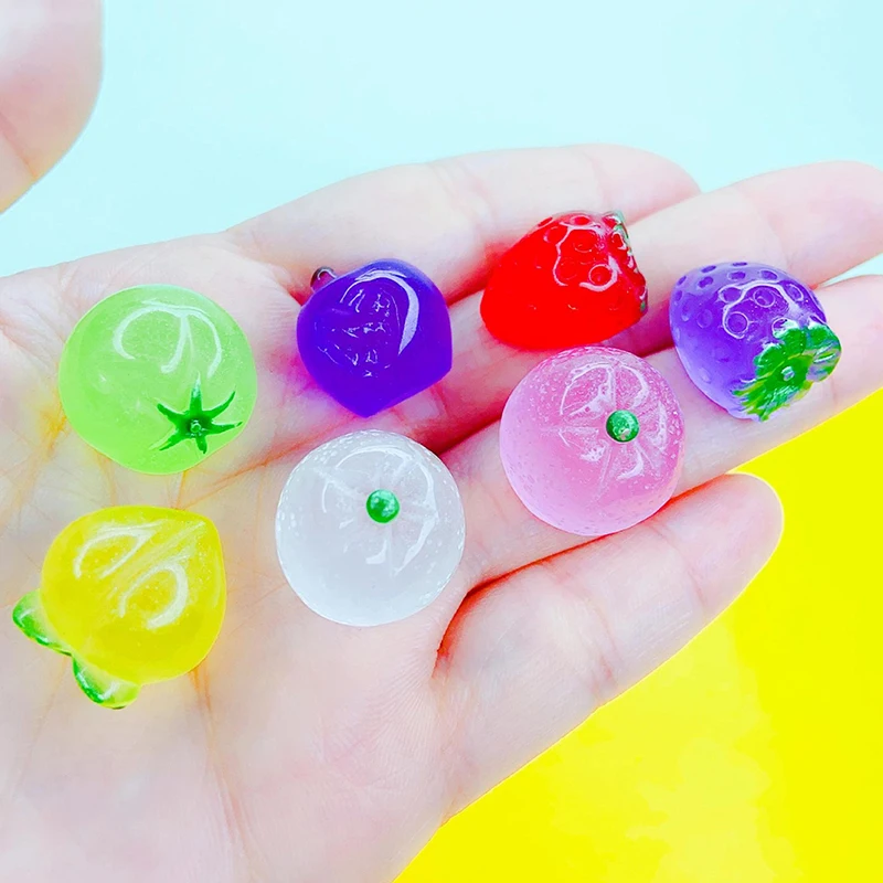 

5Pcs Simulation Diy Jewelry Accessories Resin Ornaments Luminous Small Fruit