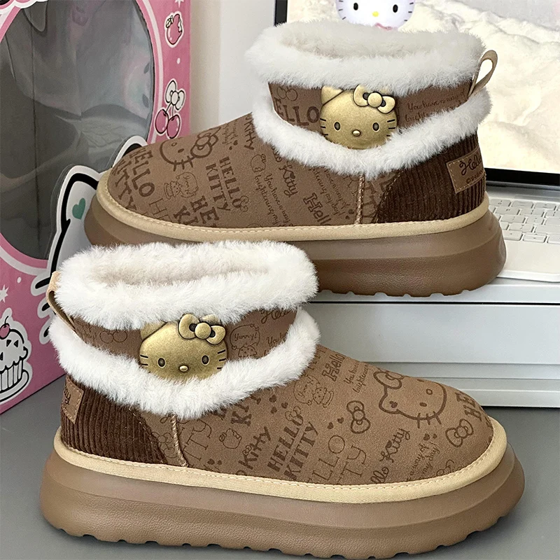 Сапоги Sanrio Hello Kitty милые короткие ботинки с героями мультфильмов женские зимние