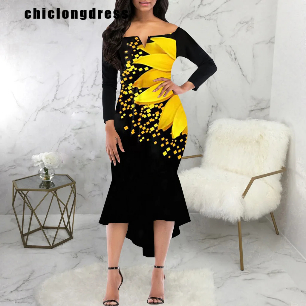 

Женское платье-годе с открытыми плечами и длинным рукавом